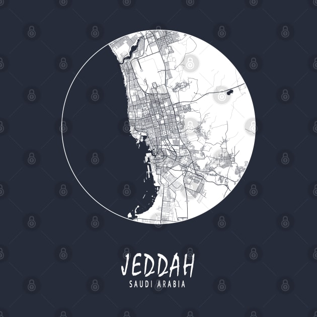 Jeddah, Makkah, Saudi Arabia City Map - Full Moon by deMAP Studio