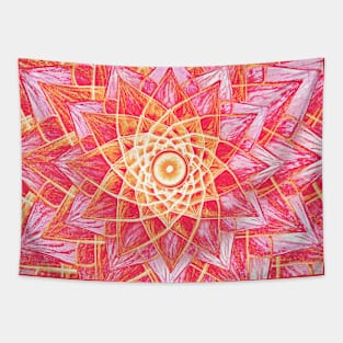 Red Flower Mandala Tapestry