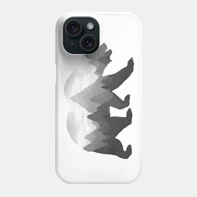 Dramabite Bear Double Exposure Surreal Wildlife Animal Phone Case by dramabite