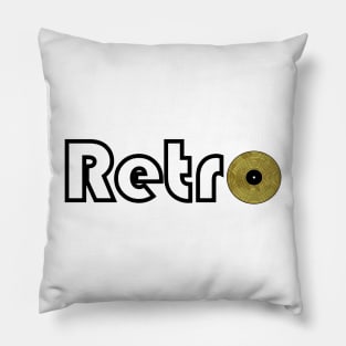 Black Retro Text Gold Vinyl Record Pillow