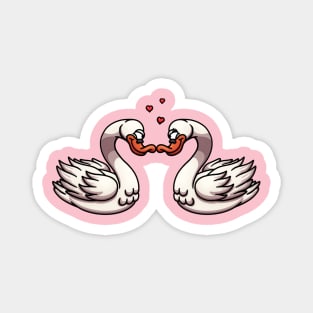 Cute Geese Couple Forming Heart Shape Magnet