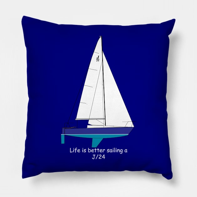 J/24 Sailboat Pillow by CHBB