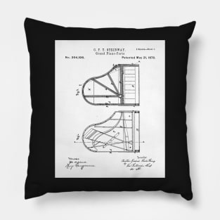 Steinway Grand Piano Patent - Piano Player Art - Black And White Pillow