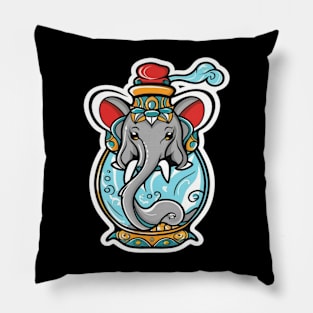 Cute Funny Elephant in a Genie Bottle Pillow