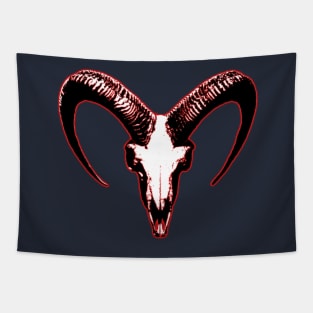 Red Goat Skull Tapestry