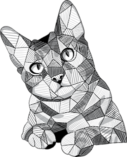 Geometric Sketchy Cat Magnet