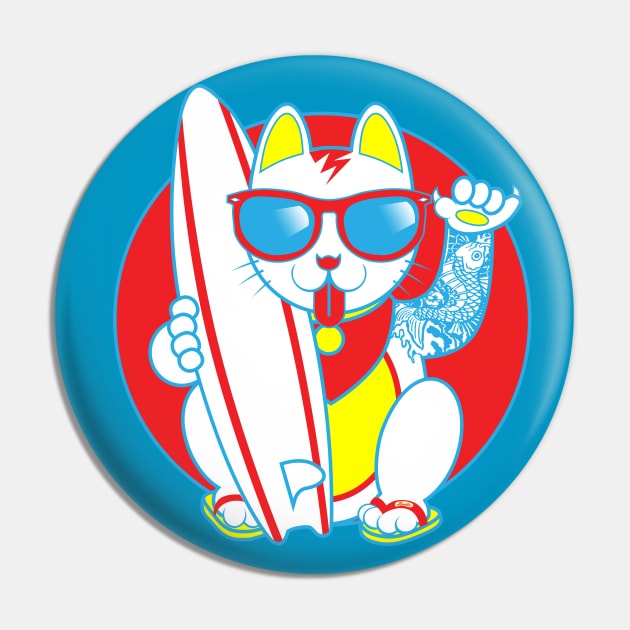 Surf Maneki Neko! Version 3 Pin by CMButzer