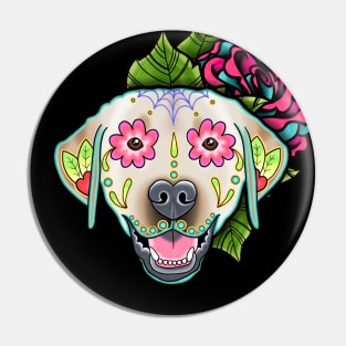 Labrador Retriever in Yellow - Day of the Dead Sugar Skull Dog Pin