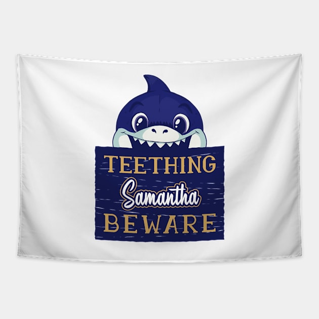 Samantha - Funny Kids Shark - Personalized Gift Idea - Bambini Tapestry by Bambini