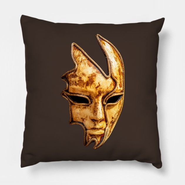 Carnival Mask in gold Pillow by dalyndigaital2@gmail.com