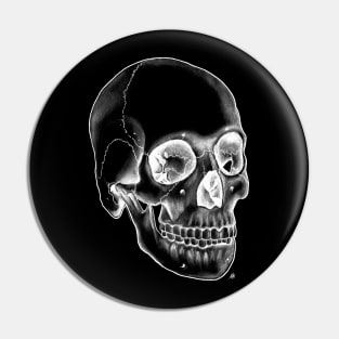 Halloween Skull - White on Black Pin