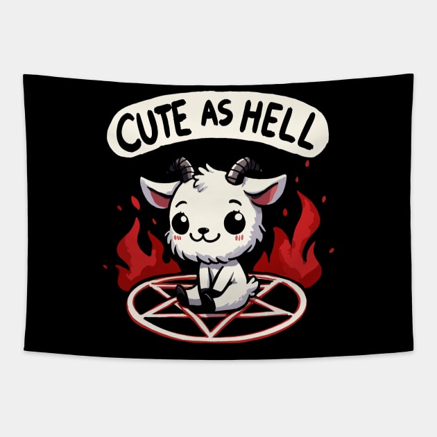 Cute as Hell Cute Goat Tapestry by DoodleDashDesigns