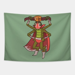 Funny Mexican Grasshopper Luchador Wrestler Sketch Drawing Tapestry