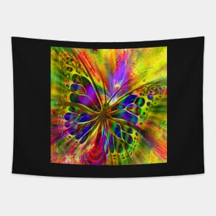 Psychedelic butterfly done in an abstract colorful hippie graphic design Tapestry