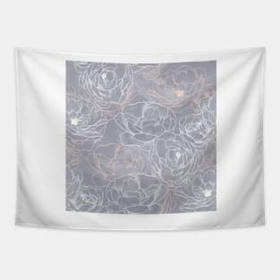 Carnation Outline Pattern in Neutral Blue Tapestry