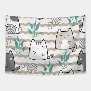 Kawaii Cat River Tapestry