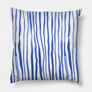 Vertical watercolor lines - blue Pillow