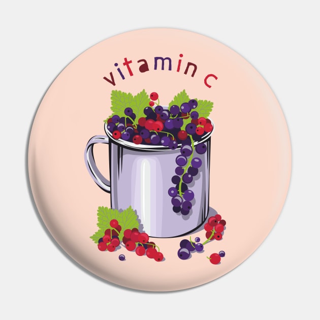 Mug with fresh black and red currant berries. Vitamin C Pin by lents