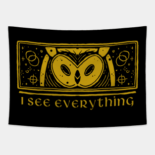 The Cosmic Owl I See EveryThing Tapestry