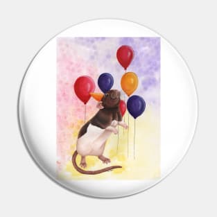 Rat Birthday Balloons Pin