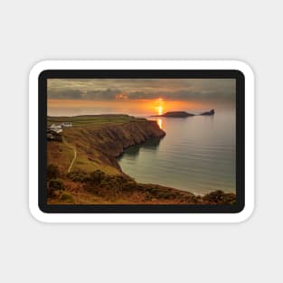 Sunset over Worms Head, Rhossili Bay Magnet