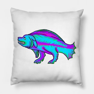 Bad Medieval Art 90's Retro Rainbow Frank Style Dog Fish Creature Pillow