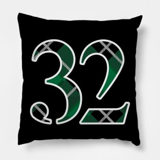 32 Sports Jersey Number Green Black Flannel Pillow