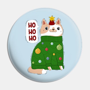 Cat in Christmas sweater Pin