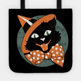 Vintage Halloween Cat -  Spooky Black Cat Tote