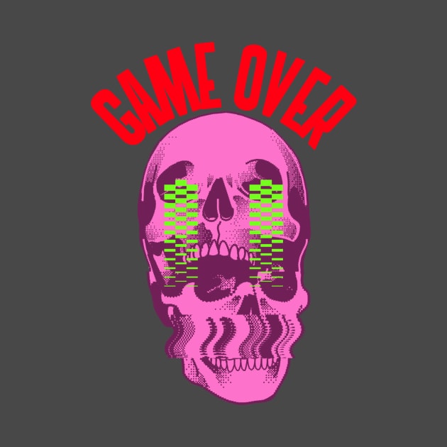 Game Over Glitch Skull by Tip Top Tee's