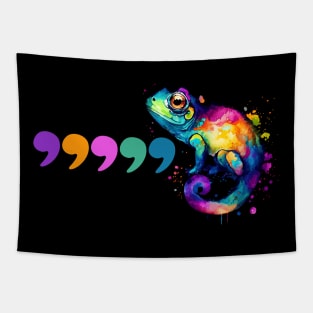 Funny Grammar Comma Chameleon Tapestry