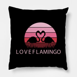 Love flamingo vintage Pillow