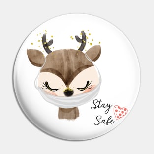 Deer Wearing Mask, Stay Safe! Pin