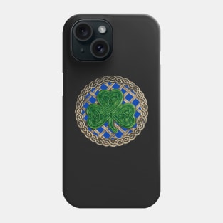 Celtic Knot Shamrock Blue Background Phone Case