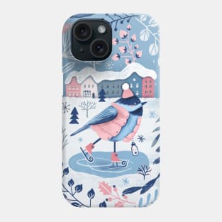 Winter Chickadee bird Phone Case