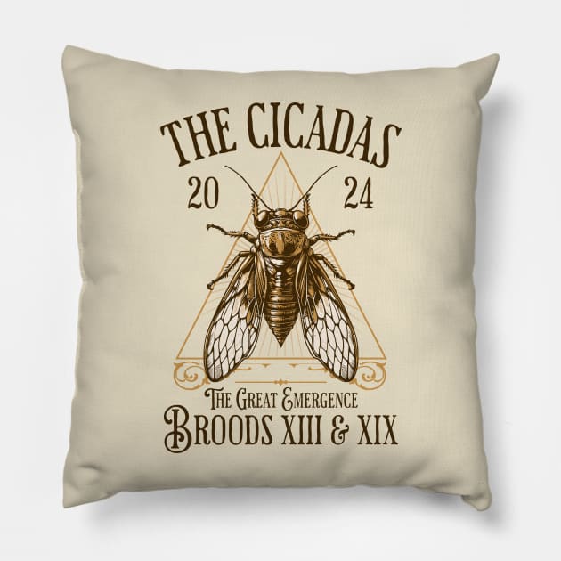 Cicadas 2024 - Brood XIX Brood XIII - Funny Cicada Lover Pillow by OrangeMonkeyArt