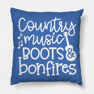 Country Music Boots and Bonfires Guitar Cute Pillow