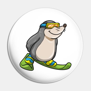 Mole as Skier with Skis & Ski goggles Pin