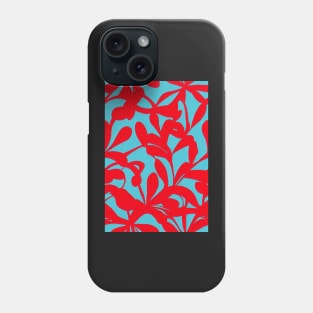 Beautiful Stylized Red Flowers on Blue Background, for all those who love nature #215 Phone Case