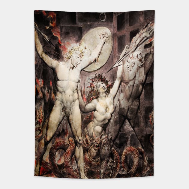 Satan, Sin, and Death - William Blake Tapestry by The Blue Box