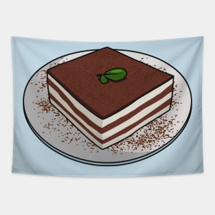 Tiramisu cake cartoon illustration Tapestry