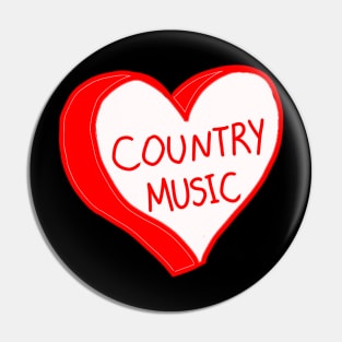 Country Music Red Love Heart Pin