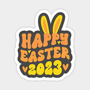 Happy Easter 2023 Bunny Ears Yellow Magnet