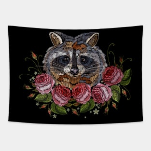 Racoon roses embroidery Tapestry