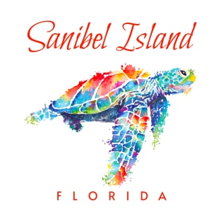 Sanibel Island Florida Watercolor Sea Turtle T-Shirt