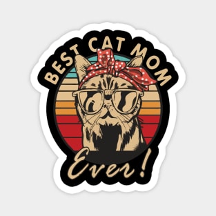 Vintage Best Cat Mom Ever Cat Headscarf Magnet