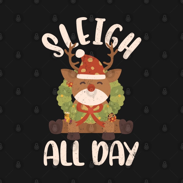 Sleigh All Day Santa Reindeer Christmas Retro by alcoshirts