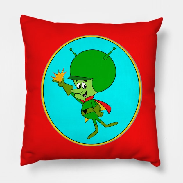 Gazoo - Cartoon Alien Pillow by The Rochellean