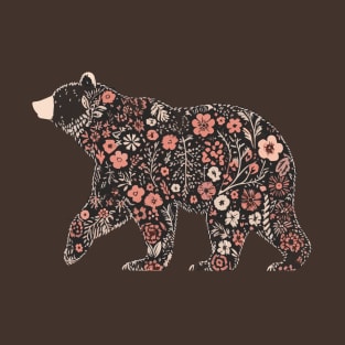 Cottagecore Bear with Flowers T-Shirt