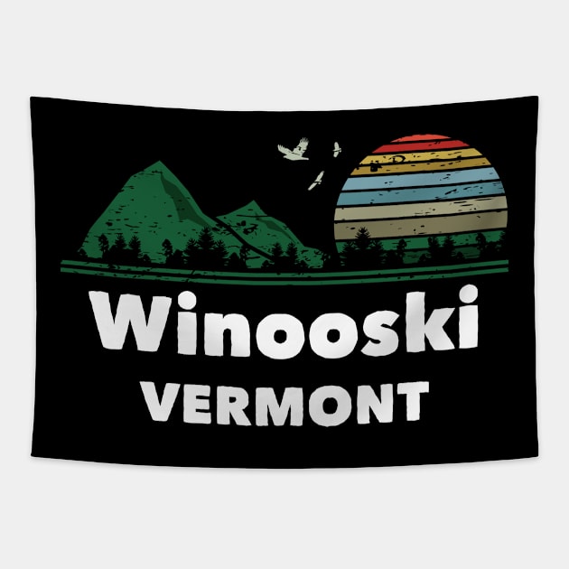 Mountain Sunset Flying Birds Outdoor Winooski Vermont Tapestry by greenrepublicmerch